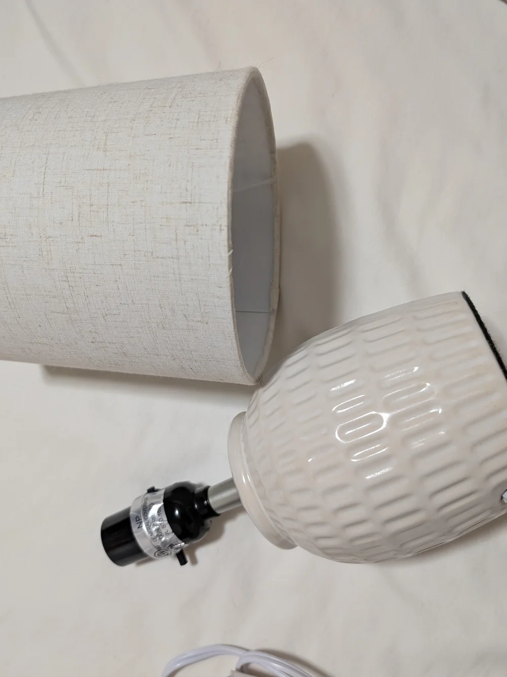 Threshold Cream Glazed Ceramic Table Lamp Pair with Fabric Shades